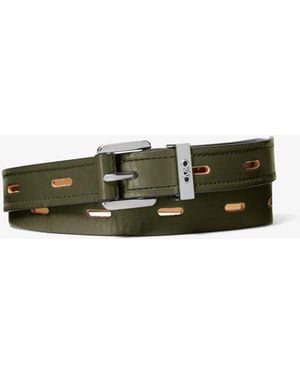 Michael Kors Cutout Leather Blend Belt - Green