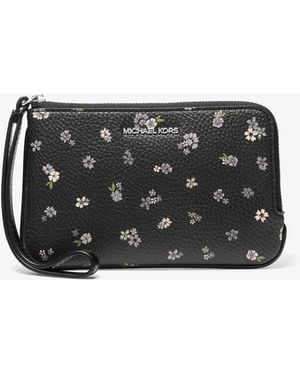 Michael Kors Jet Set Travel Small Floral Printed Wristlet - Black