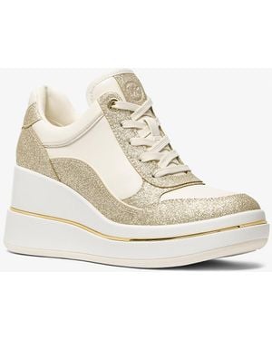 MICHAEL Michael Kors Mk Emmy Signature Logo And Leather Wedge Trainer - White