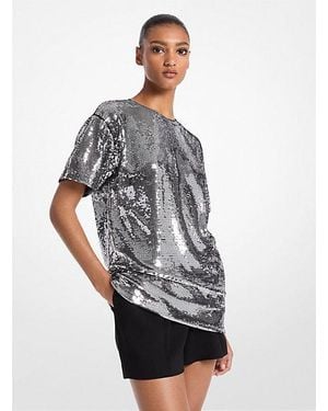 MICHAEL Michael Kors Sequined Jersey Oversized T-shirt - Grey