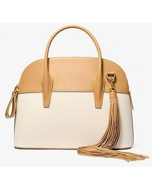 Michael Kors Kaitlin Large Canvas And Leather Satchel - Natural