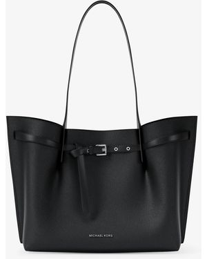 MICHAEL Michael Kors Mk Emilia Large Pebbled Leather Tote Bag - Black
