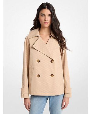 Michael Kors Logo Print Woven Cropped Trench Coat - Natural