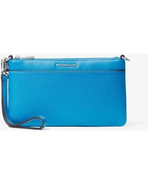 MICHAEL Michael Kors Mk Jet Set Medium Pebbled Leather Convertible Wristlet - Blue