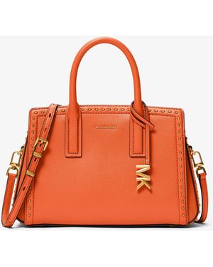 MICHAEL Michael Kors Mk Laila Small Studded Leather Satchel - Orange