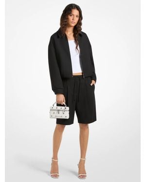 Michael Kors Stretch Wool Blend Twill Bomber Jacket - Black