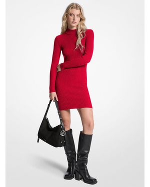 MICHAEL Michael Kors Mkvestido De Cuello Alto De Lana Elástica Acanalada - Rojo