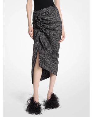 Michael Kors Michael Kors Smudged Glen Plaid Wool Pareo Skirt - Black