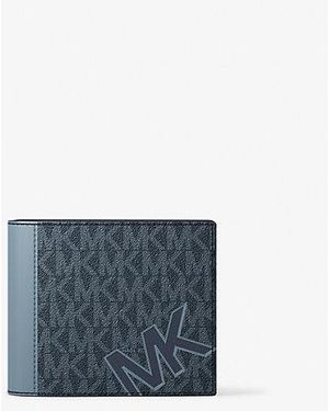 Michael Kors Cooper Signature Logo Billfold Wallet With Passcase - Blue