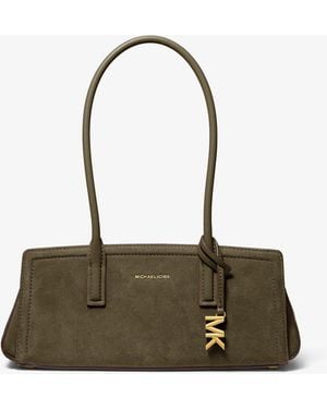 Michael Kors Mk Laila Small Suede Shoulder Bag - Natural