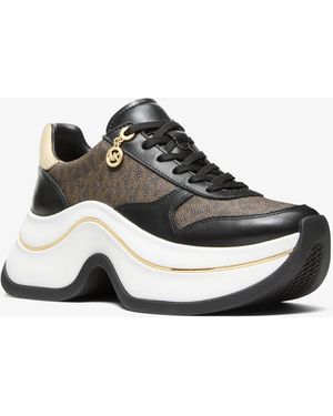 MICHAEL Michael Kors Mk Arla Leather And Suede Trainer - White