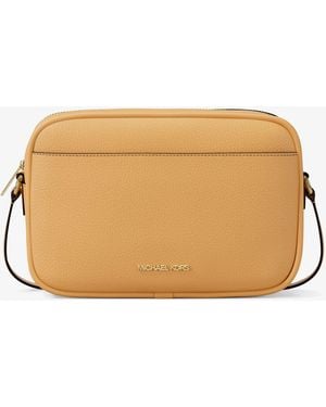 Michael Kors Jet Set Large Pebbled Leather Camera Crossbody Bag - Natural