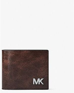 Michael Kors Cyrus Burnished Billfold Wallet With Passcase - Brown