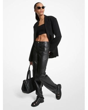 MICHAEL Michael Kors Mk Straight-Leg Leather Trousers - White