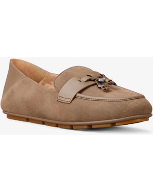 Michael Kors Outlet Mk Zoe Suede Moccasin - Natural