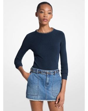 MICHAEL Michael Kors Mksuéter De Mezcla De Viscosa Acanalada Con Motivo De Cadena - Azul