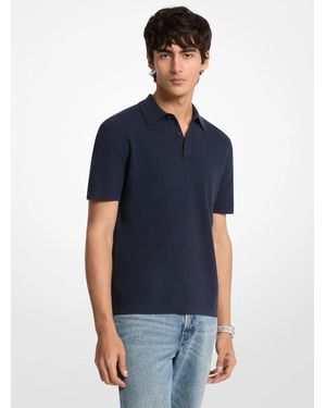 Michael Kors Mk Ribbed Cotton Polo Shirt - Blue