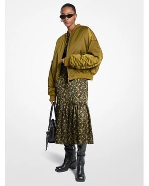 MICHAEL Michael Kors Mk Satin Ciré Bomber Jacket - Green