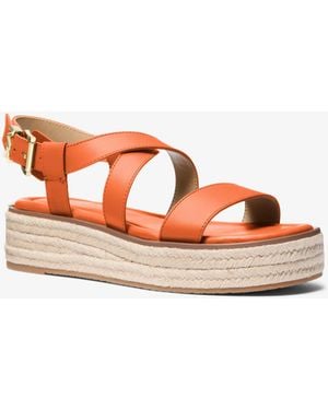 MICHAEL Michael Kors Lynn Leather Platform Espadrille Sandal - Orange