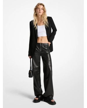MICHAEL Michael Kors Mk Leather Trousers - White