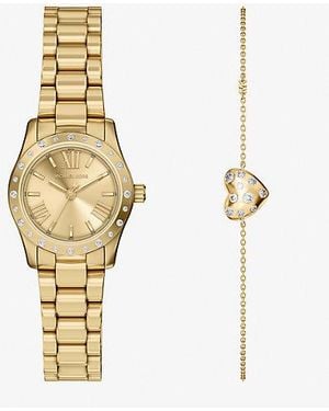 Michael Kors Petite Lexington Pavé Watch And Heart Bracelet Gift Set - White
