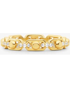 Michael Kors Mk Astor Link Small Precious Metal-Plated Sterling Pavé Chain Ring - White