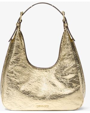 MICHAEL Michael Kors Nolita Small Metallic Crackled Leather Hobo Shoulder Bag
