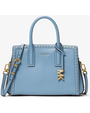 MICHAEL Michael Kors Mk Laila Small Studded Leather Satchel - Blue