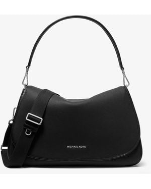 Michael Kors Holmes Extra-Large Pebbled Leather Convertible Messenger Bag - Black