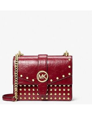 Michael Kors Greenwich Small Studded Distressed Crossbody Bag - Red