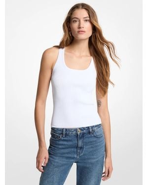 MICHAEL Michael Kors Michael Kors Ribbed Scoop Neck Tank Top - White