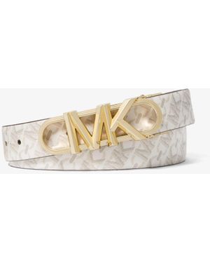 MICHAEL Michael Kors Reversible Empire Signature And Smooth Belt - White