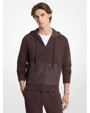 Michael Kors Mk Cotton Blend Zip-Up Hoodie - Brown