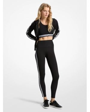 Michael Kors Stretch Knit Logo Tape High-Waisted Leggings - Black