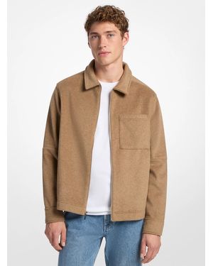 Michael Kors Flannel Double Knit Full Zip Jacket - Natural