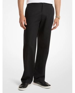 Michael Kors Mk Finn Linen And Cotton Chino Trousers - Black