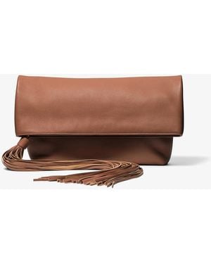 Michael Kors Thalitha Leather Foldover Clutch - Brown