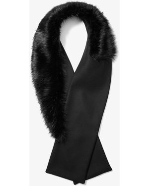 Michael Kors Mk Wool Melton Faux Fur Stole - Black