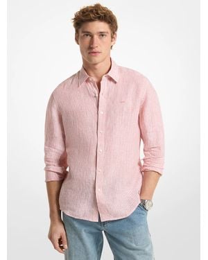 Michael Kors Mk Striped Linen Shirt - Pink