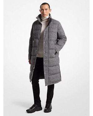 Michael Kors Prince Of Wales Quilted Puffer Coat - Grey