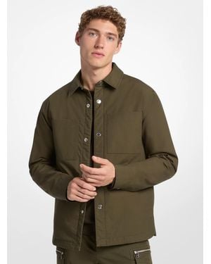 Michael Kors Mk Stretch Cotton Padded Shirt Jacket - Green