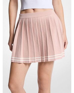 Michael Kors Pleated Cotton Blend Skirt - Pink