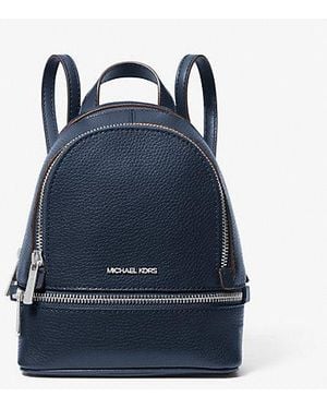 Michael Kors Rhea Extra-Small Pebbled Leather Backpack - Blue