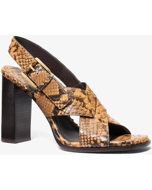 Michael Kors Michael Kors Jasmine Snake Embossed Leather Sandal - White