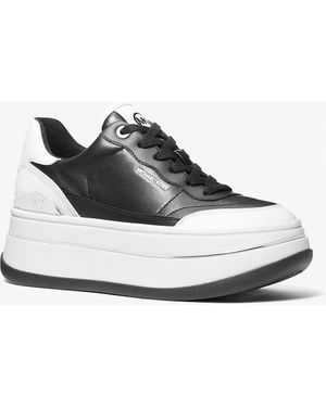 Michael Kors Mk Hayes Two-Tone Leather Platform Trainers - White