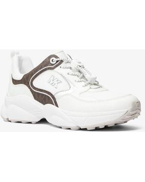 Michael Kors Jett Mixed-Media Sneaker - White