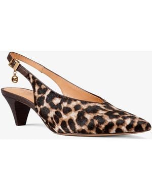 MICHAEL Michael Kors Mk Tonya Leopard Print Calf Hair Slingback Pump - White