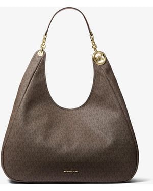 MICHAEL Michael Kors Mk Ellie Large Signature Logo Shoulder Bag - Brown