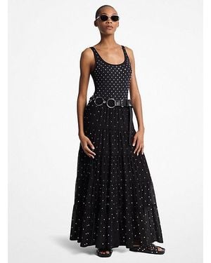 Michael Kors Studded Georgette Tiered Maxi Skirt - Black