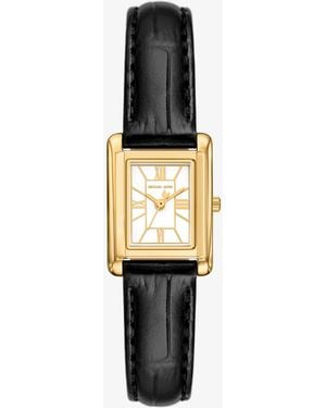 Michael Kors Petite Essex-Tone And Crocodile Embossed Leather Strap Watch - White